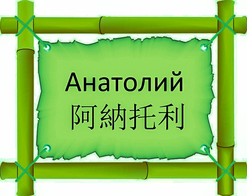 Имя Анатолий по китайски 阿納托利 транслитом Ā Nà Tuō Lìонлайн узнать FreeHSK