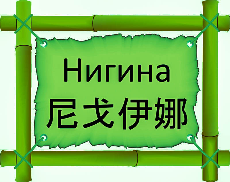 Имя Нигина по китайски 尼戈伊娜 транслитом Ní gē yī nuóонлайн узнать FreeHSK