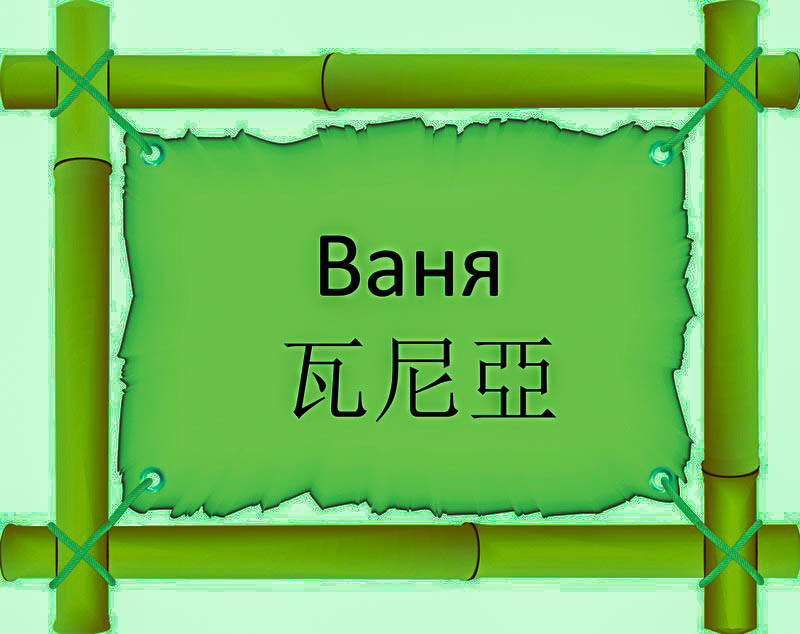 Имя Ваня по китайски 瓦尼亞 транслитом Wā Ní Yàонлайн узнать FreeHSK